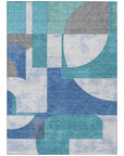 LOOMLAN Rugs Daeel Teal Washable Indoor-Outdoor Rug
