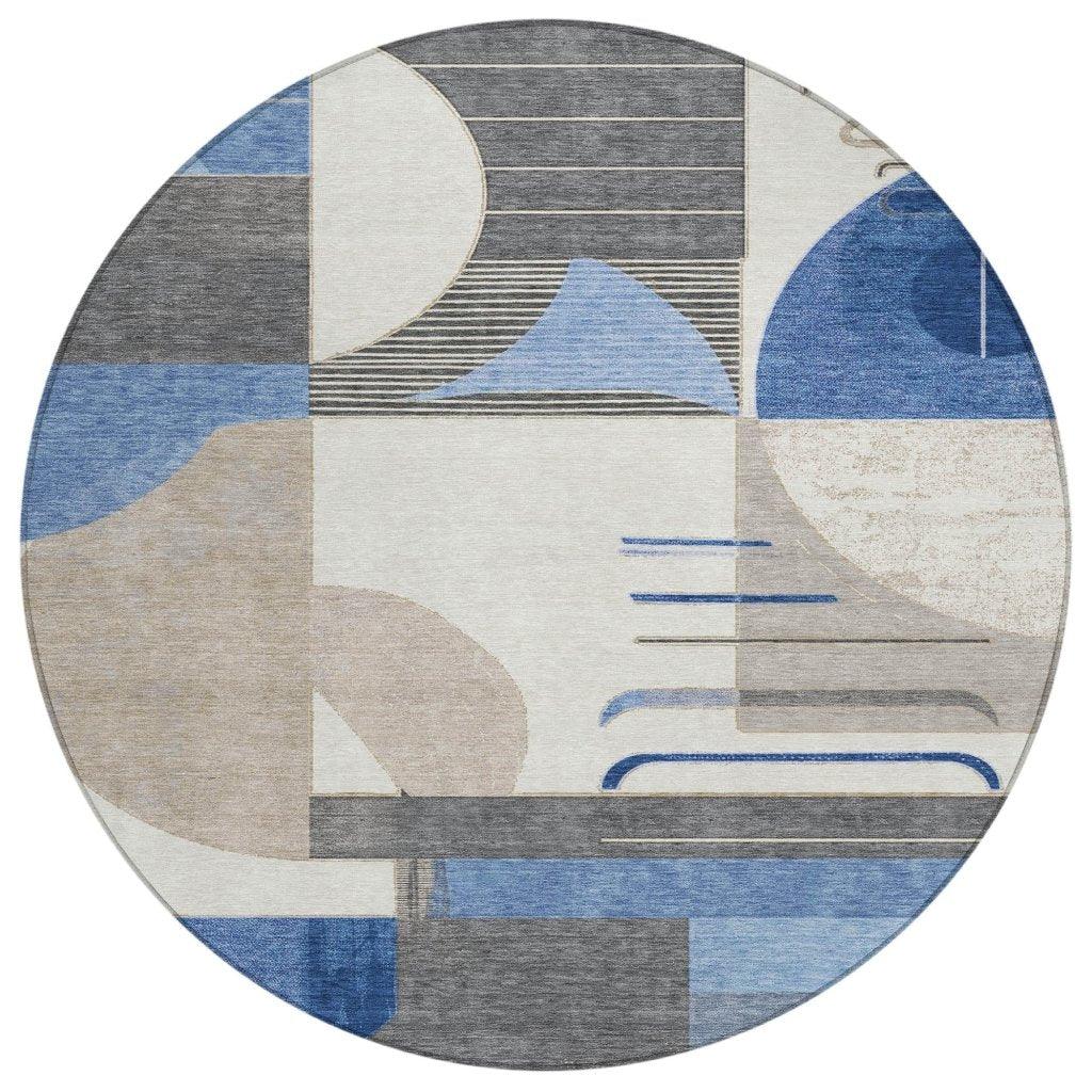 LOOMLAN Rugs Daeira Blue Washable Indoor-Outdoor Rug