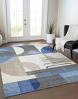 LOOMLAN Rugs Daeira Blue Washable Indoor-Outdoor Rug
