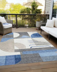 LOOMLAN Rugs Daeira Blue Washable Indoor-Outdoor Rug