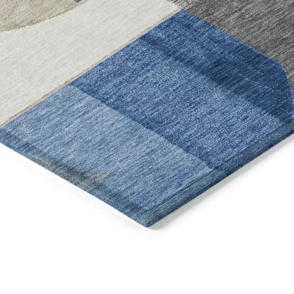 LOOMLAN Rugs Daeira Blue Washable Indoor-Outdoor Rug