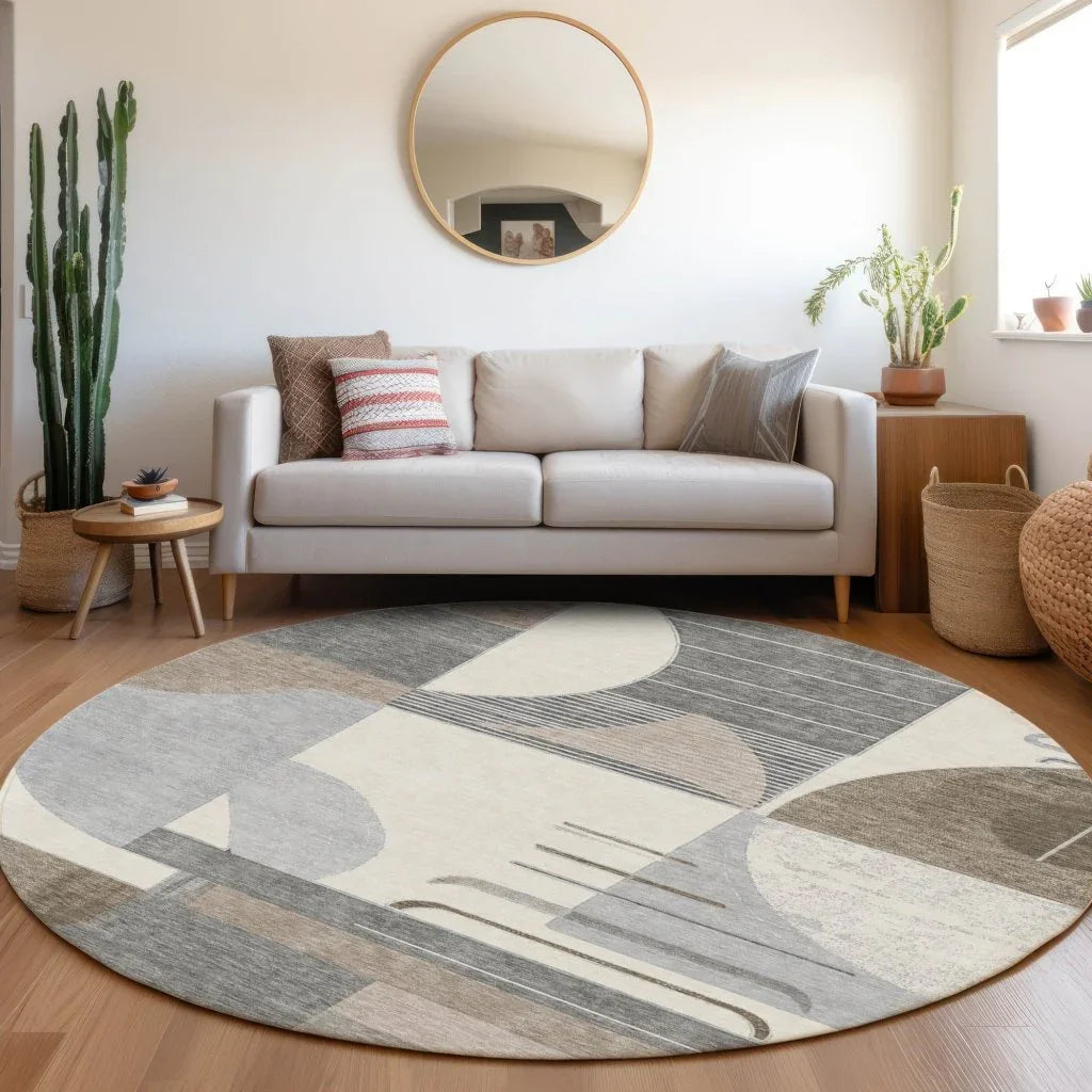 LOOMLAN Rugs Daeira Brown Washable Indoor-Outdoor Rug
