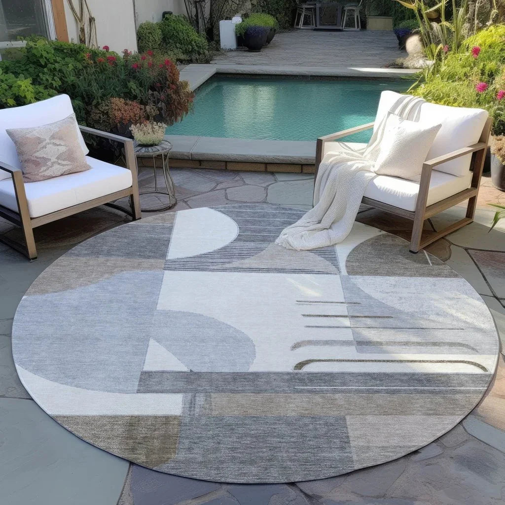 LOOMLAN Rugs Daeira Brown Washable Indoor-Outdoor Rug