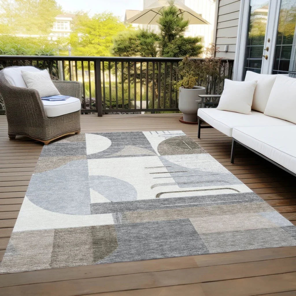 LOOMLAN Rugs Daeira Brown Washable Indoor-Outdoor Rug