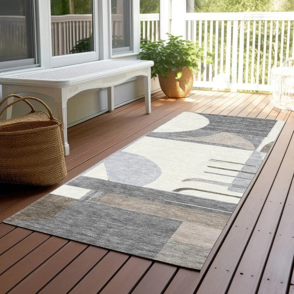 LOOMLAN Rugs Daeira Brown Washable Indoor-Outdoor Rug
