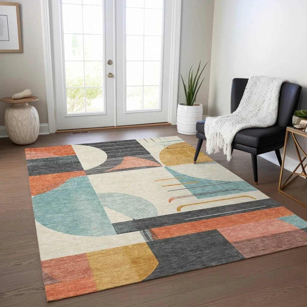 LOOMLAN Rugs Daeira Gray Washable Indoor-Outdoor Rug