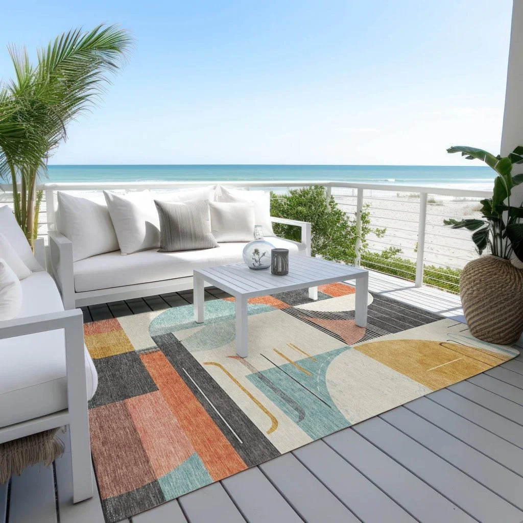 LOOMLAN Rugs Daeira Gray Washable Indoor-Outdoor Rug