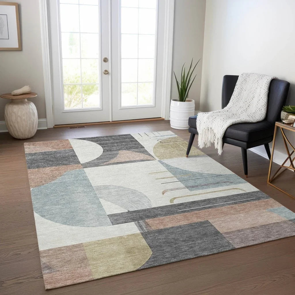 LOOMLAN Rugs Daeira Orange Washable Indoor-Outdoor Rug