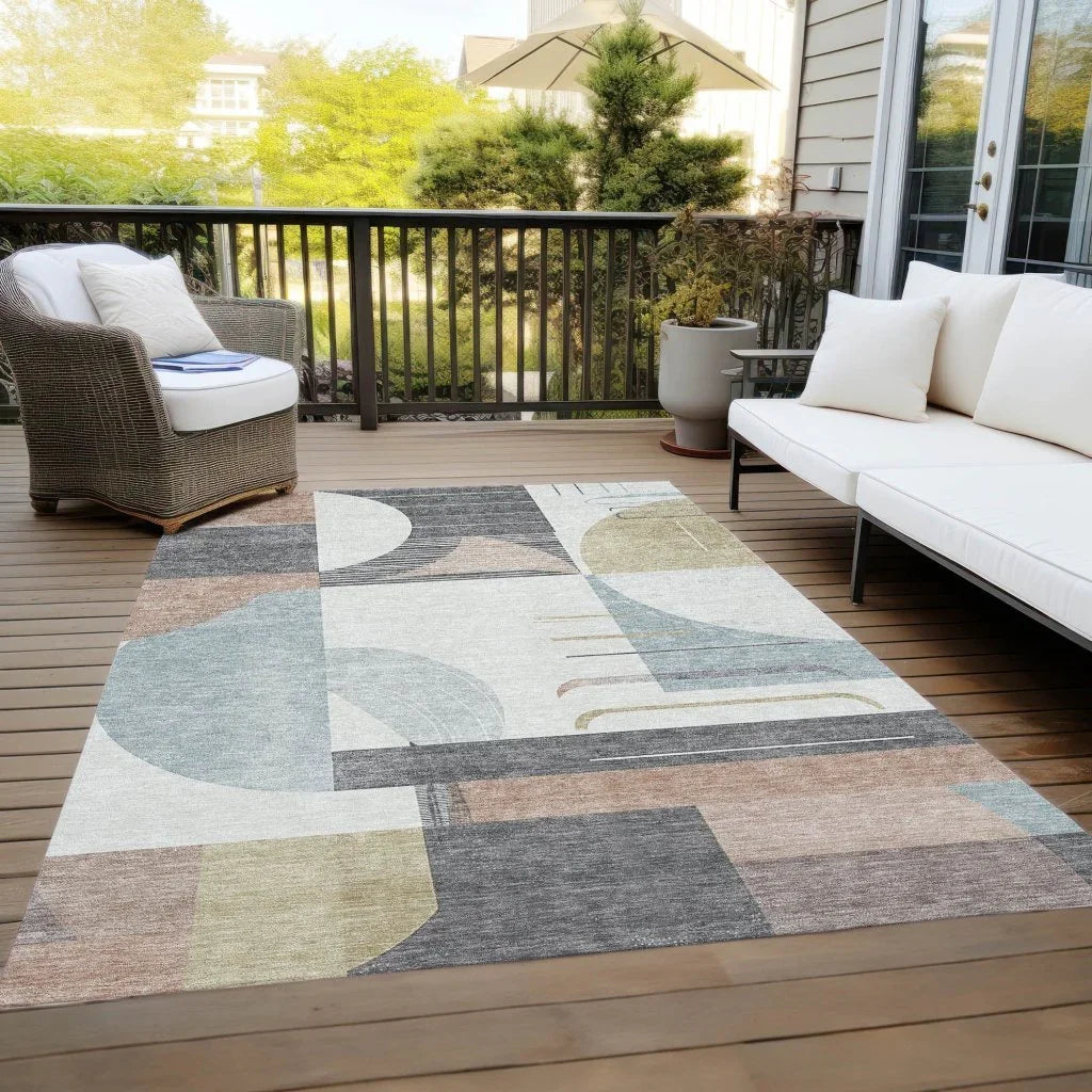 LOOMLAN Rugs Daeira Orange Washable Indoor-Outdoor Rug