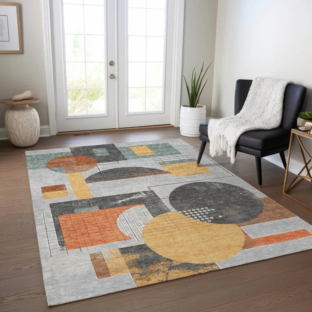 LOOMLAN Rugs Daeon Gray Washable Indoor-Outdoor Rug