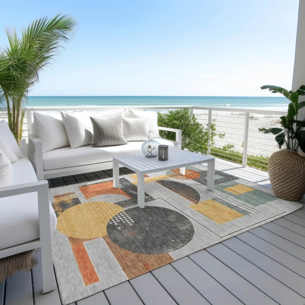 LOOMLAN Rugs Daeon Gray Washable Indoor-Outdoor Rug