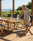 HiTeak Dalton Teak Patio Family Dining Set 9PC