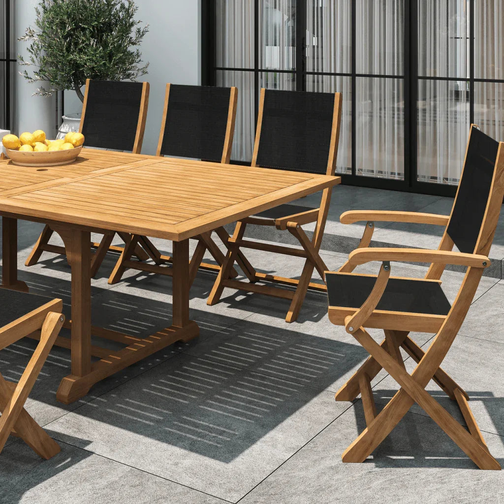 HiTeak Dalton Teak Patio Family Dining Set 9PC