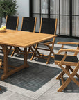 HiTeak Dalton Teak Patio Family Dining Set 9PC