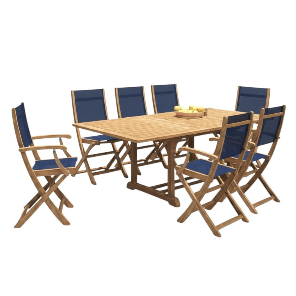 HiTeak Dalton Teak Patio Family Dining Set 9PC
