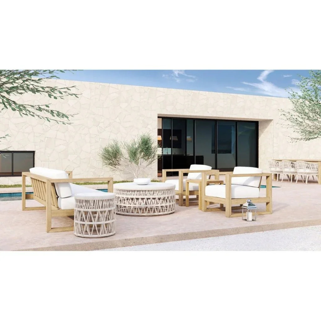Sunset West Dana Carrara Marble Top Outdoor Coffee Table