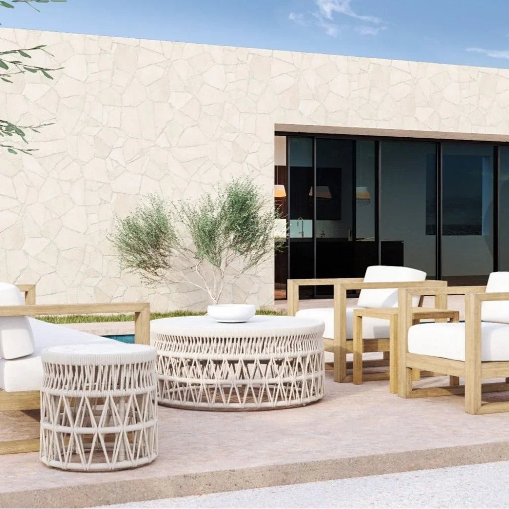 Sunset West Dana Carrara Marble Top Outdoor End Table