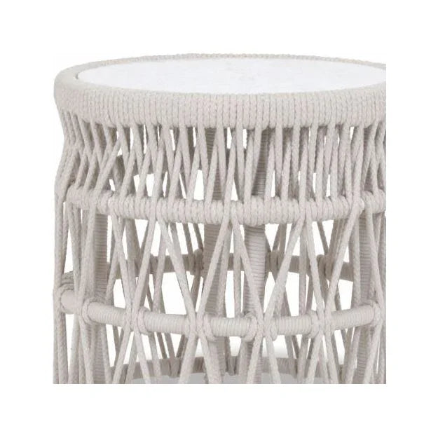 Sunset West Dana Carrara Marble Top Outdoor End Table