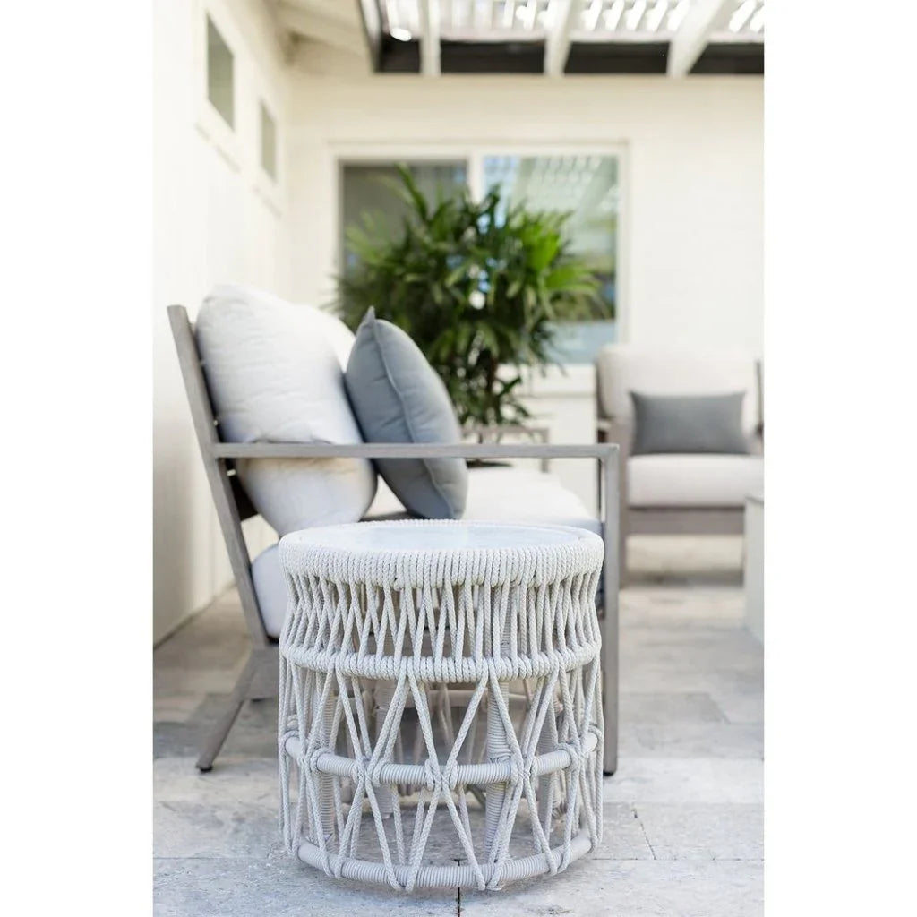 Sunset West Dana Carrara Marble Top Outdoor End Table