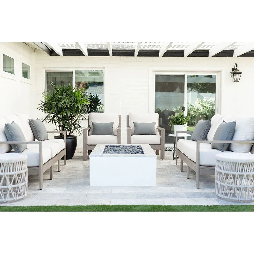 Sunset West Dana Carrara Marble Top Outdoor End Table
