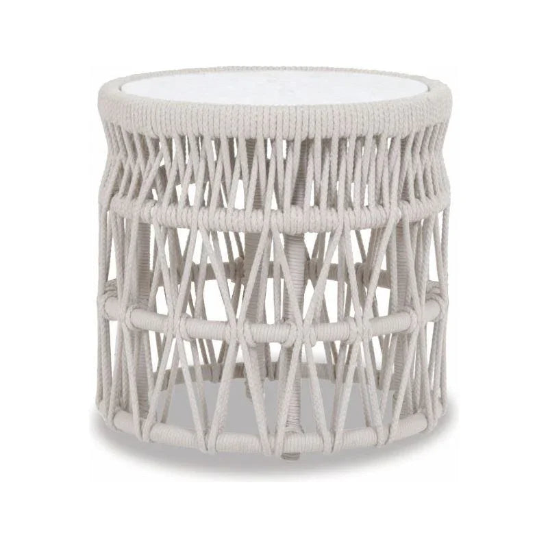 Sunset West Dana Carrara Marble Top Outdoor End Table