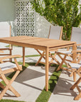 Del Ray 7-Piece Rectangular Teak Outdoor Dining Set-Outdoor Dining Sets-HiTeak-LOOMLAN