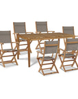 Del Ray 7-Piece Rectangular Teak Outdoor Dining Set-Outdoor Dining Sets-HiTeak-Taupe-LOOMLAN