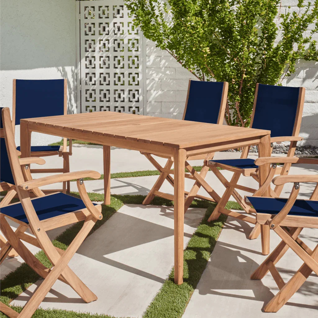 HiTeak Del Ray Teak Patio Rectangular Dining Set 7PC