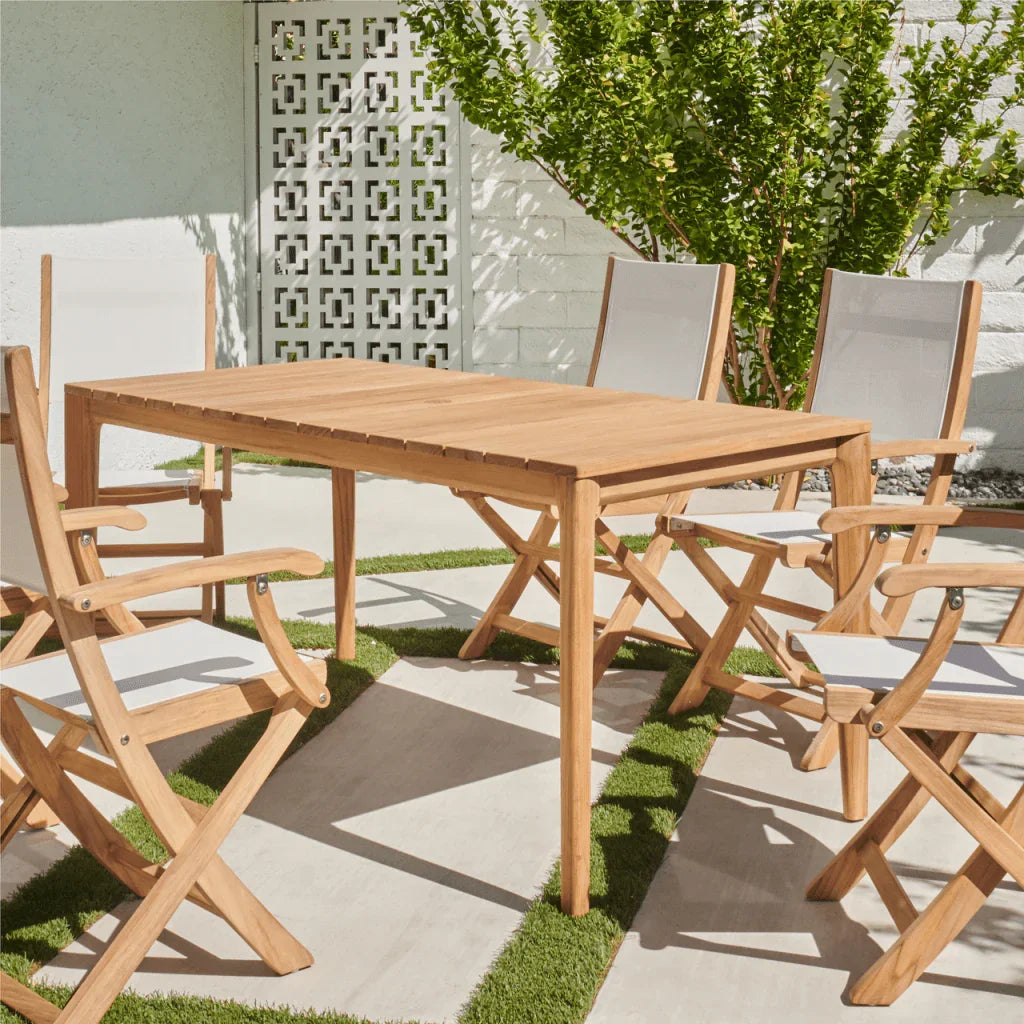 HiTeak Del Ray Teak Patio Rectangular Dining Set 7PC