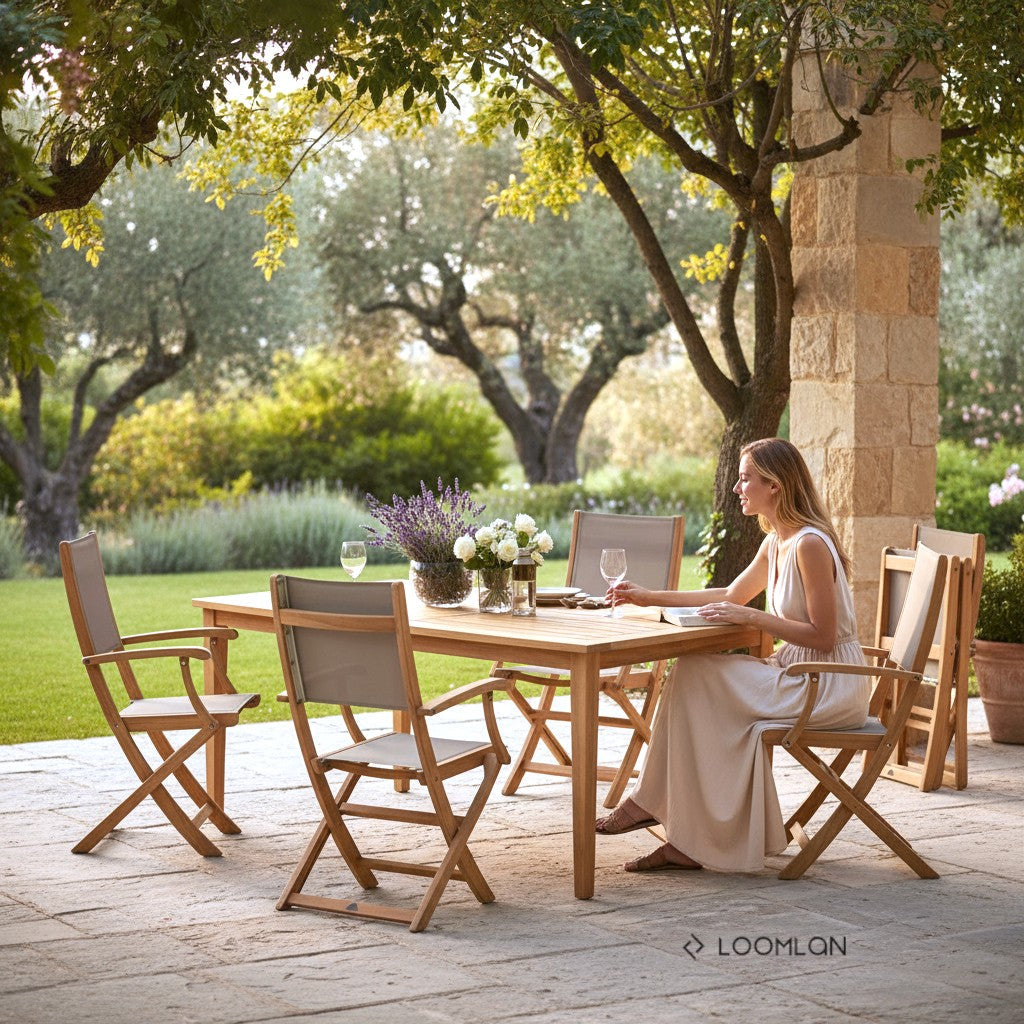 HiTeak Del Ray Teak Patio Rectangular Dining Set 7PC