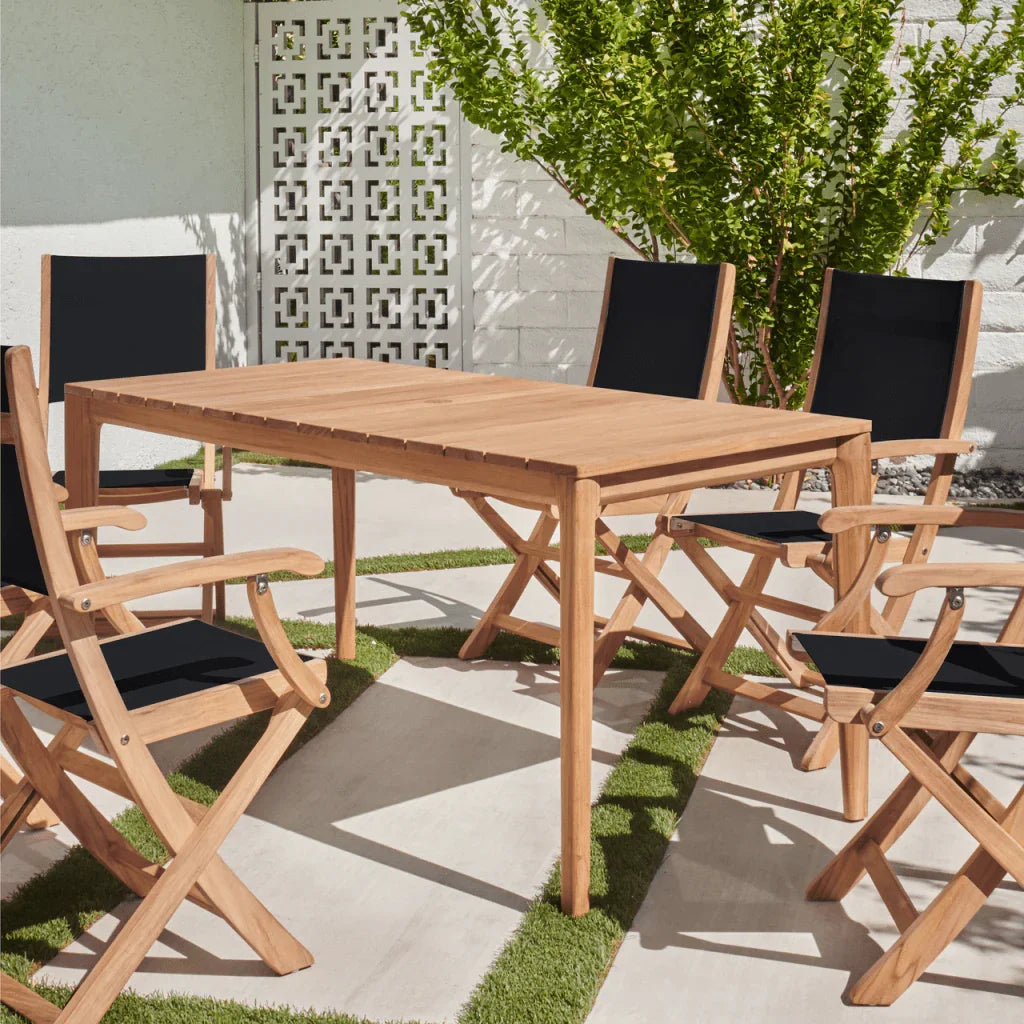 HiTeak Del Ray Teak Patio Rectangular Dining Set 7PC