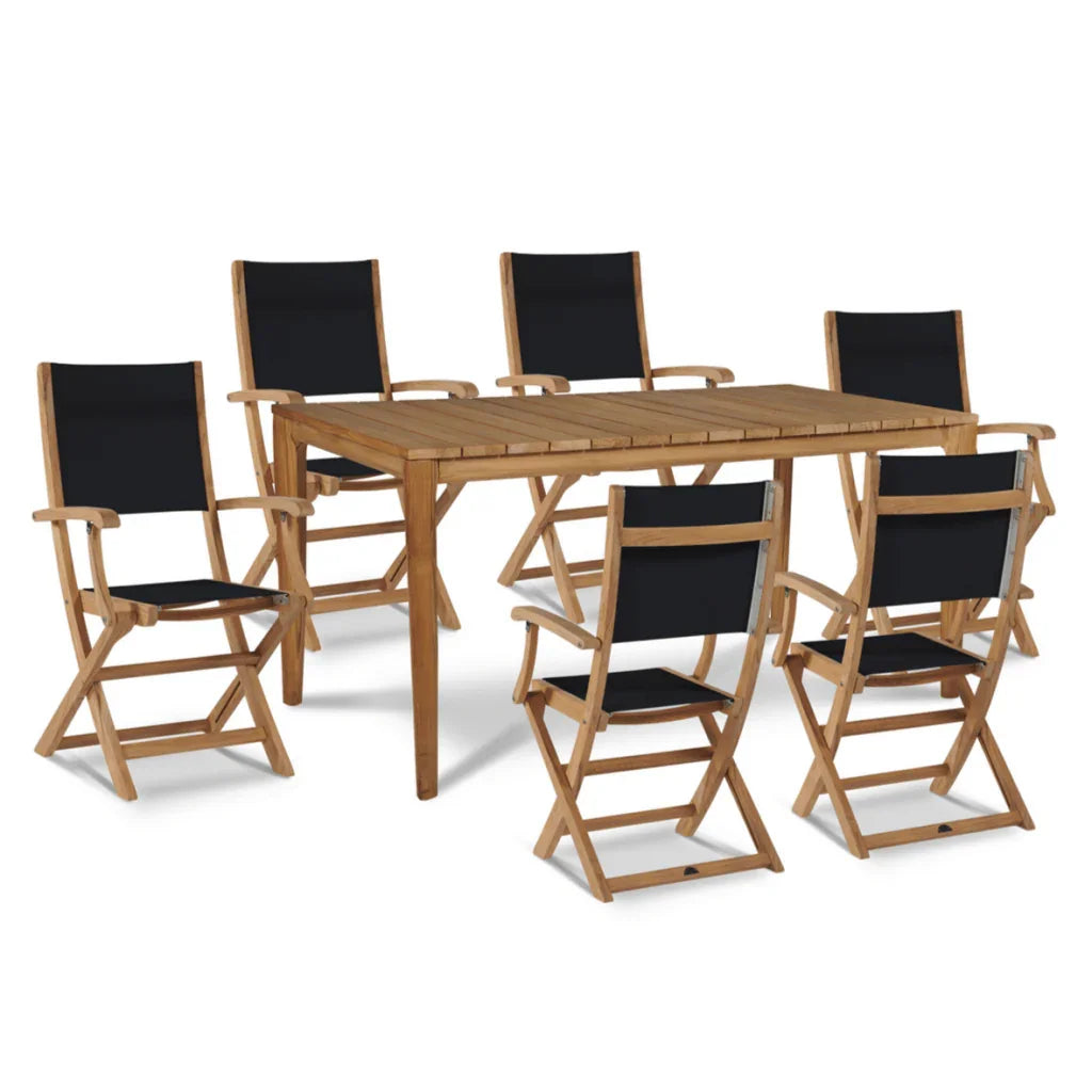 HiTeak Del Ray Teak Patio Rectangular Dining Set 7PC