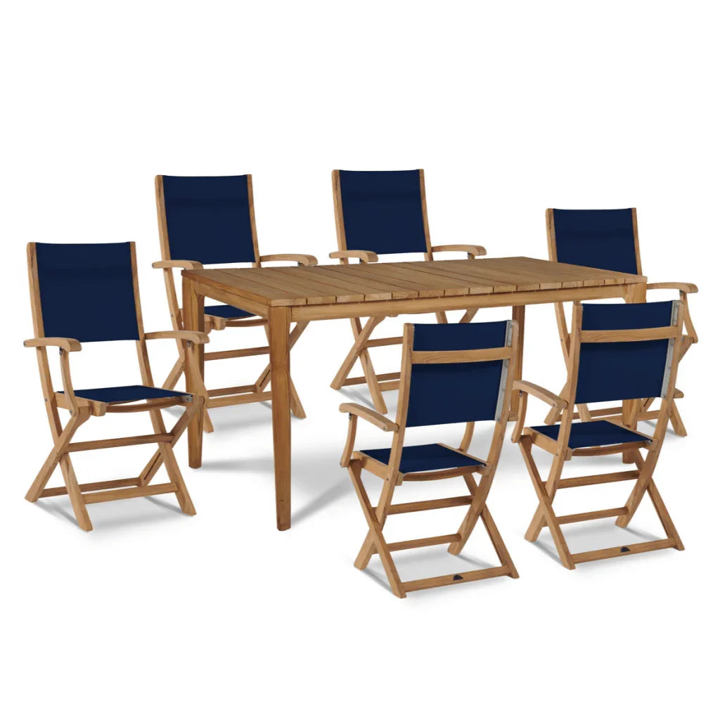 HiTeak Del Ray Teak Patio Rectangular Dining Set 7PC