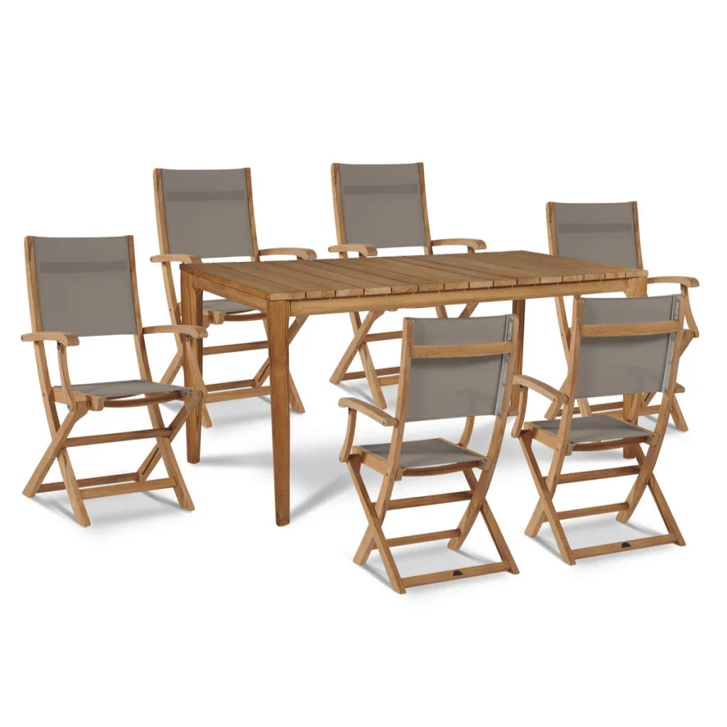 HiTeak Del Ray Teak Patio Rectangular Dining Set 7PC