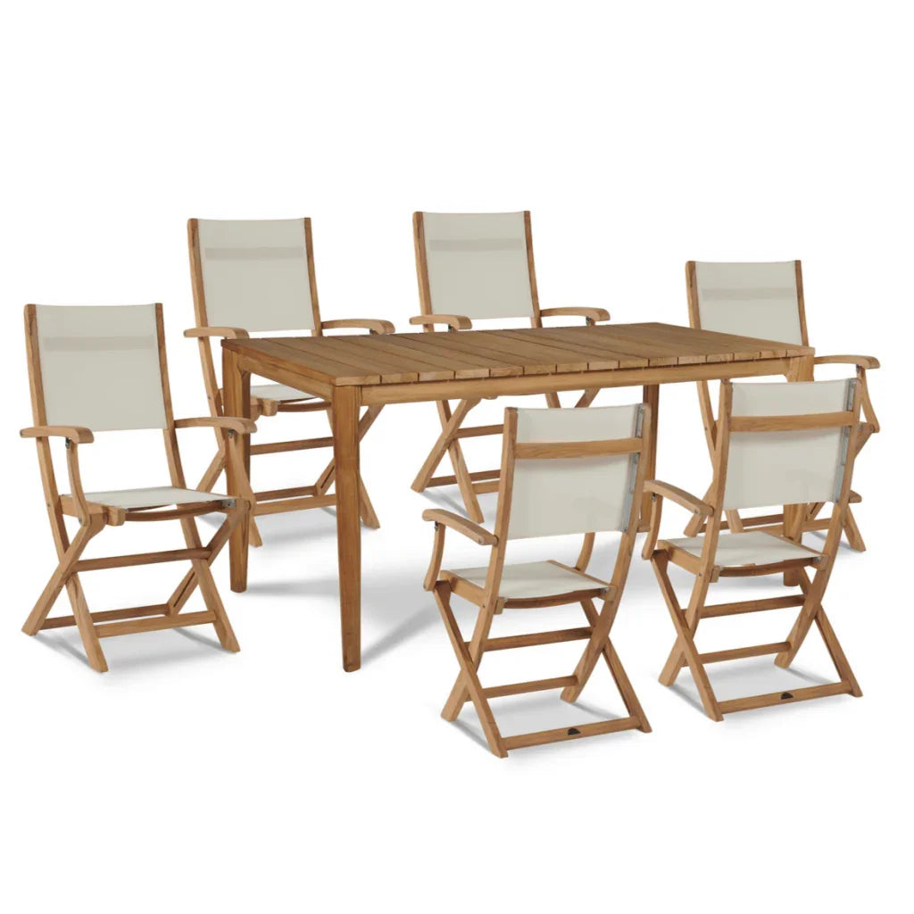 HiTeak Del Ray Teak Patio Rectangular Dining Set 7PC