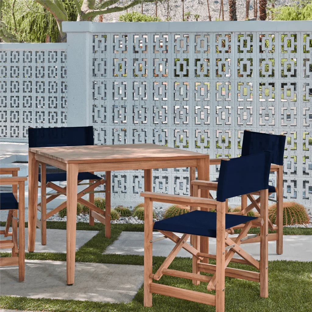 HiTeak Del Ray Teak Patio Square Dining Set 5PC