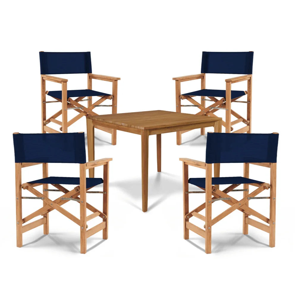 HiTeak Del Ray Teak Patio Square Dining Set 5PC