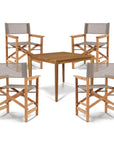 HiTeak Del Ray Teak Patio Square Dining Set 5PC