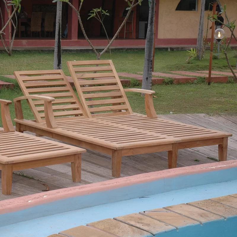 HiTeak Delano Teak Double Reclining Sunlounger Sunbrella