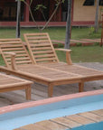 HiTeak Delano Teak Double Reclining Sunlounger Sunbrella