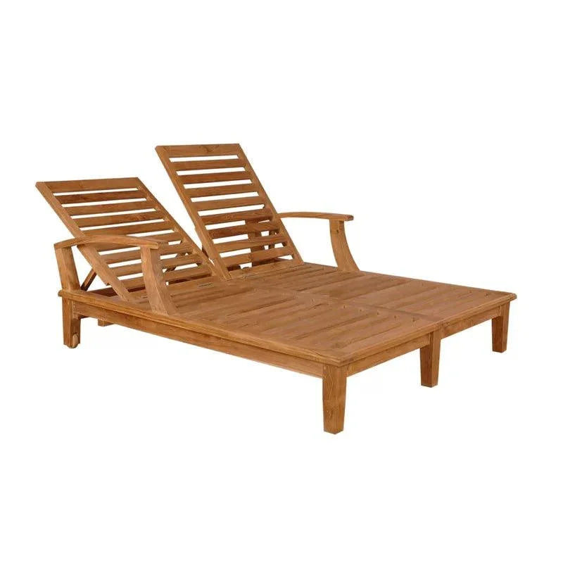 HiTeak Delano Teak Double Reclining Sunlounger Sunbrella