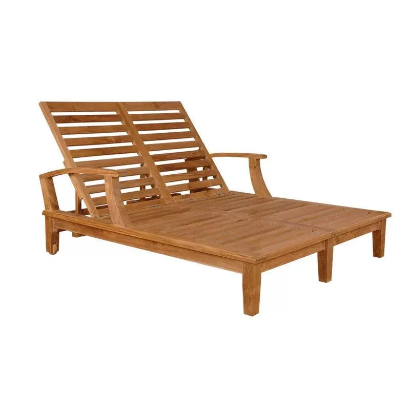 HiTeak Delano Teak Double Reclining Sunlounger Sunbrella
