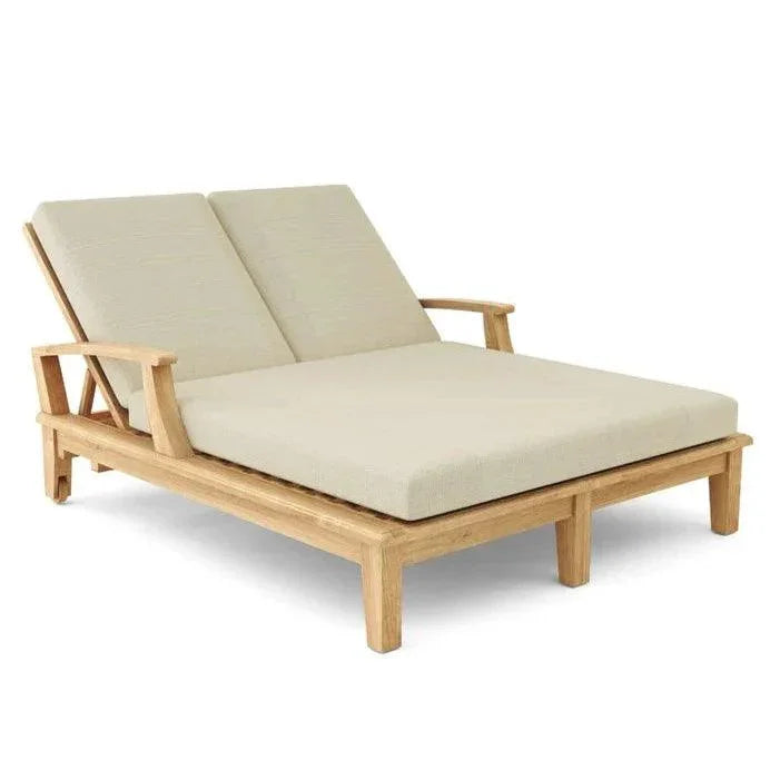 HiTeak Delano Teak Double Reclining Sunlounger Sunbrella