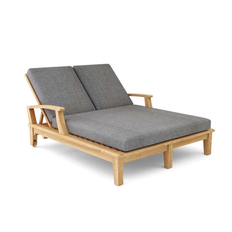 HiTeak Delano Teak Double Reclining Sunlounger Sunbrella