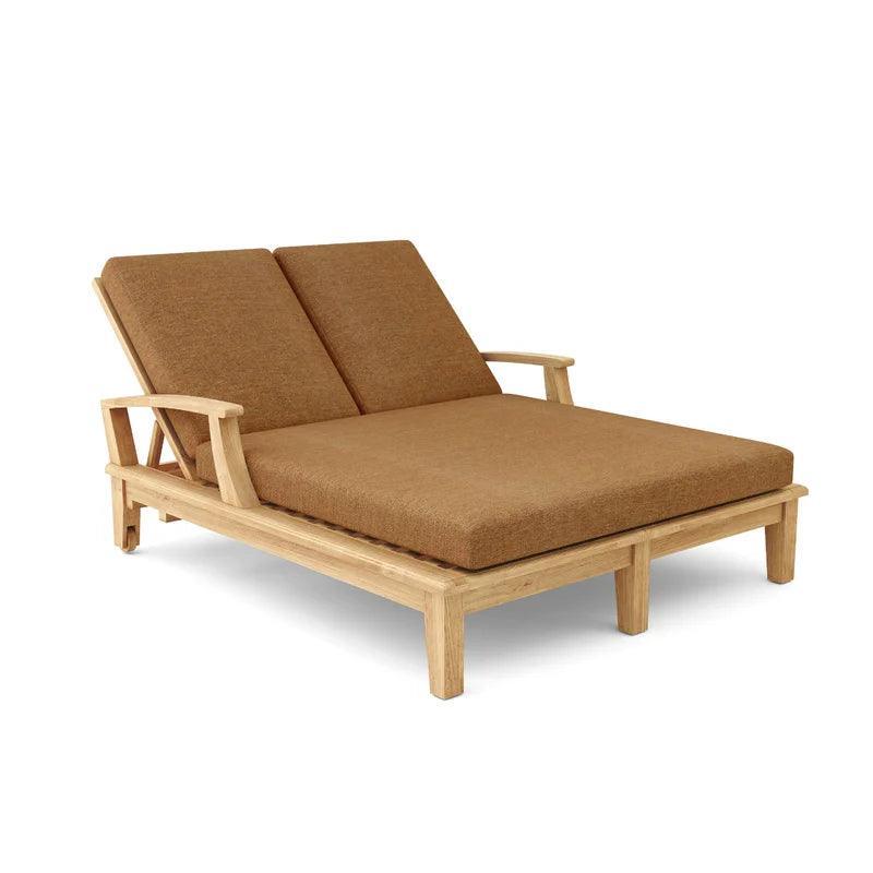 HiTeak Delano Teak Double Reclining Sunlounger Sunbrella