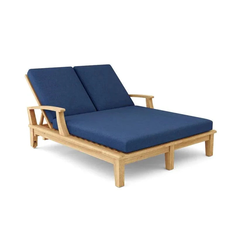 HiTeak Delano Teak Double Reclining Sunlounger Sunbrella