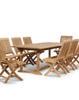 HiTeak Devon Teak Patio Rectangular Family Dining Set 9PC