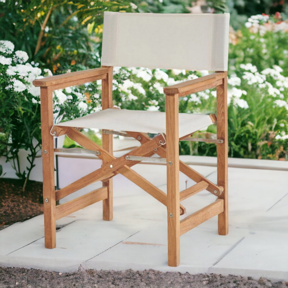 Director Teak Folding Outdoor Folding Armchair-Outdoor Dining Chairs-HiTeak-LOOMLAN