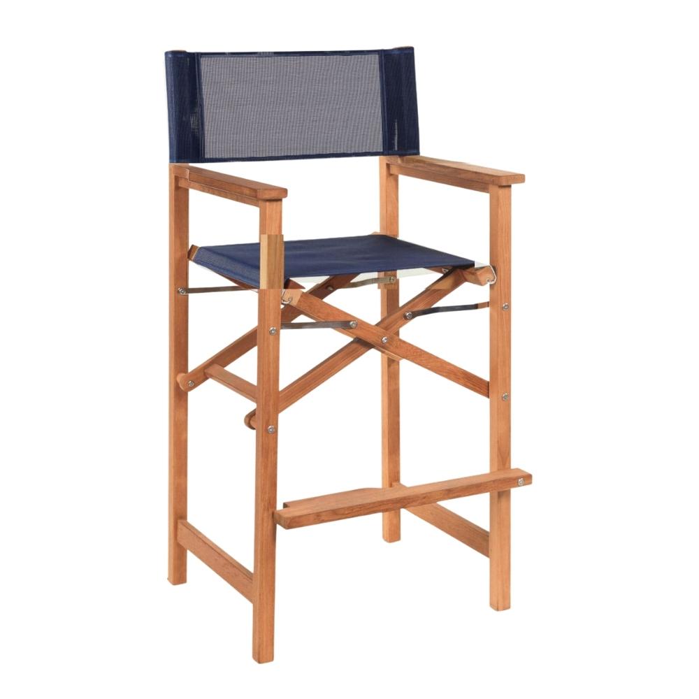 Director Teak Outdoor Counter Height Armchair-Outdoor Counter Stools-HiTeak-Blue-LOOMLAN