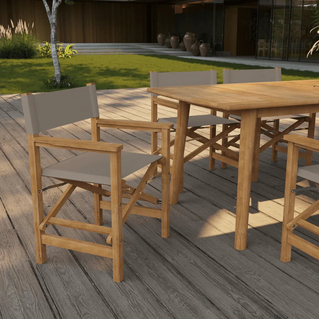 HiTeak Director Teak Patio Family Dining Set 7PC